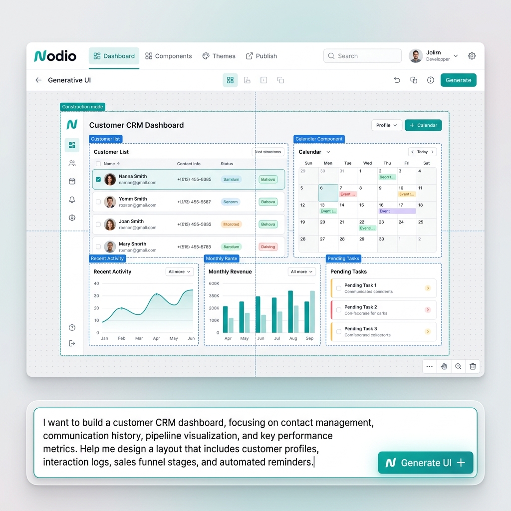 Nodio Generative UI Engine screenshot